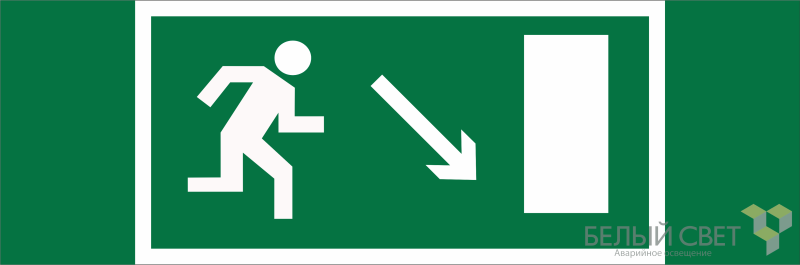 Знак безопасности BL-3511B.E07 "Напр. к эвакуационному выходу направо вниз" Белый свет a27404