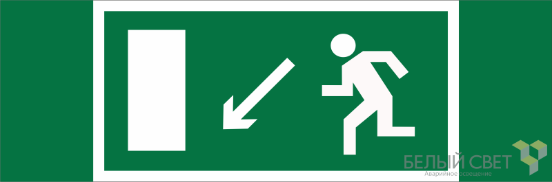Знак безопасности BL-3511B.E08 "Напр. к эвакуационному выходу налево вниз" Белый свет a27405
