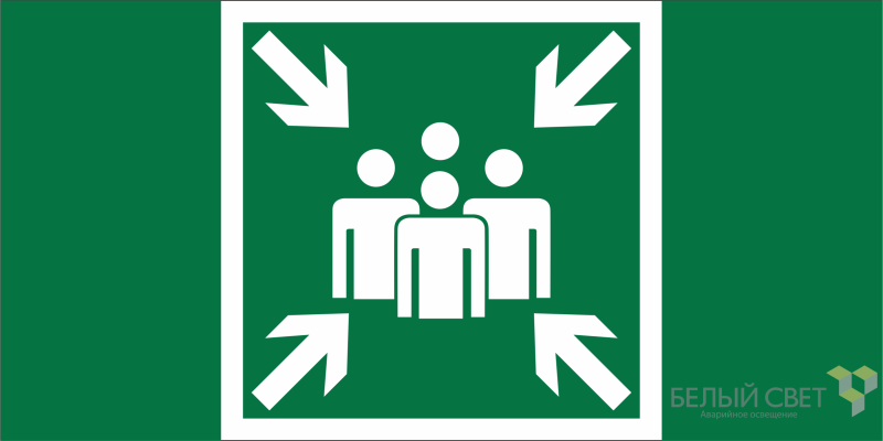 Знак безопасности NPU-1510.E21 "Пункт (место) сбора" Белый свет a20173
