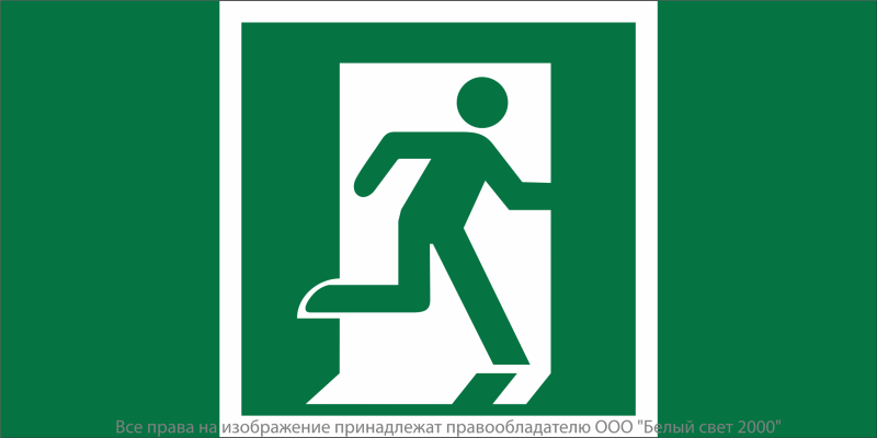 Знак безопасности NPU-2714.E01-02 "Выход здесь (прав.)" Белый свет a20302