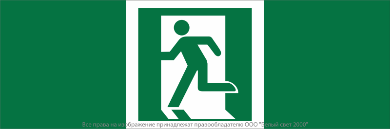 Знак безопасности NPU-3413.E01-01 "Выход здесь (лев.)" Белый свет a19914