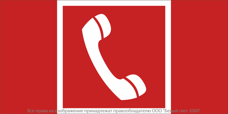 Знак безопасности NPU-6030.F05 "Телефон для использования при пожаре" Белый свет a20583