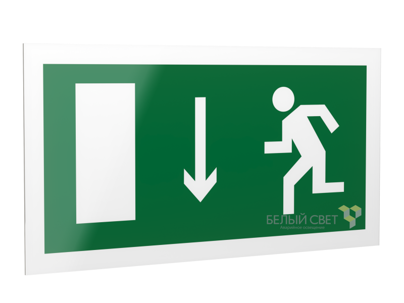 Знак безопасности PS-42226.E10 "Указ. двери эвакуационного выхода (лев.)" Белый свет a23556