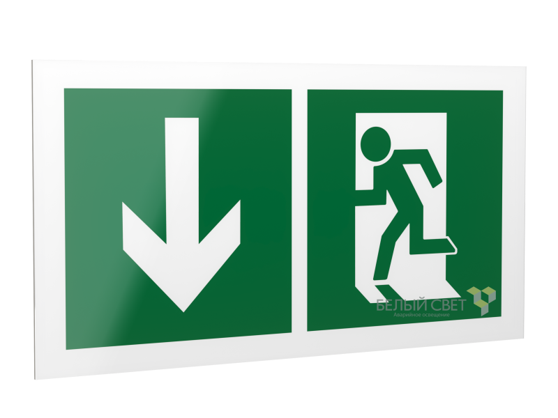 Знак безопасности PS-42226.E40 "Указ. двери эвакуац. выхода (левостор.)" Белый свет a23571