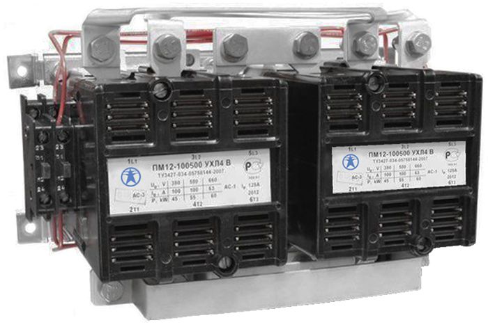Пускатель электромагнитный ПМ12-100500-ЭК УХЛ4 В 100А 220В/50Гц 8НО+4НЗ IP00 реверсивный без реле Электротехник ET011150