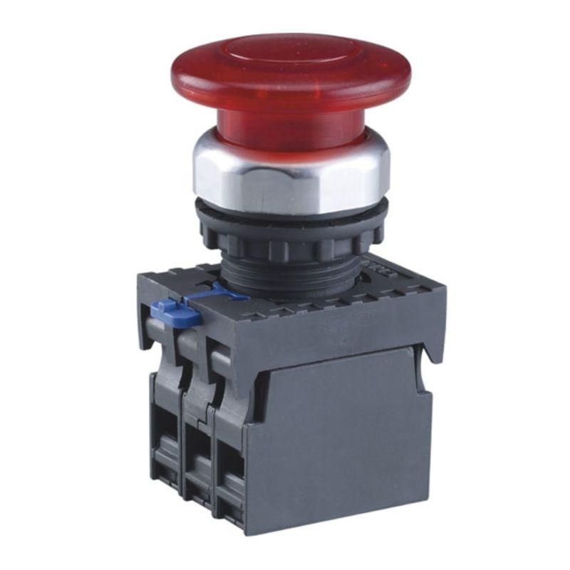 Кнопка управления "Грибок" d40мм NP8-11MD/14 1НО+1НЗ IP65 AC110-230В с самовозвратом с подсветкой красн. (R) CHINT 667598