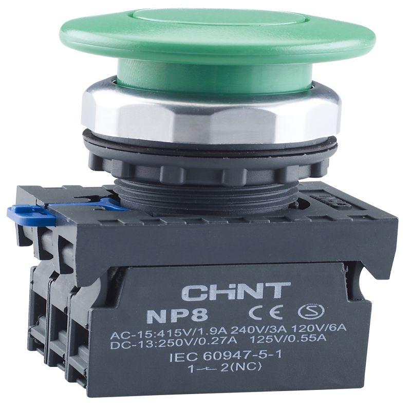 Кнопка управления "Грибок" NP8-10M/23 d60мм 1НО IP65 с самовозвратом без подсветки зел. (R) CHINT 578656