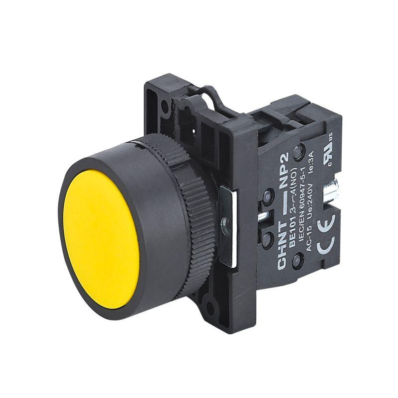 Кнопка управления NP2-EA55 без подсветки 1НО+1НЗ IP40 (R) желт. CHINT 574373
