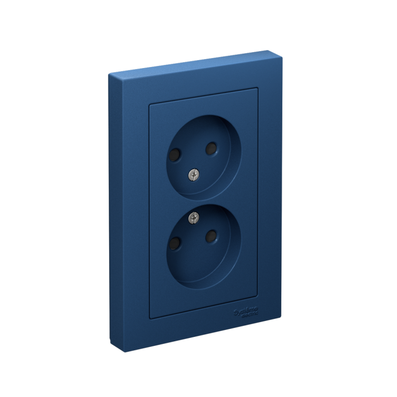 Розетка 2-м. AtlasDesign 16А без заземл. со шторками в сборе аквамарин SE ATN001122