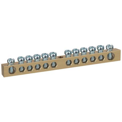 Шина NO-122-16 PEN "земля-ноль" 6х9мм 12/1 с креплениями по центру латунь ЭРА Б0047230