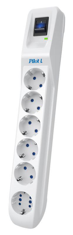Удлинитель с сетевым фильтром 6х10м с заземл. 10А L GP бел. (коробка) Pilot 1914466