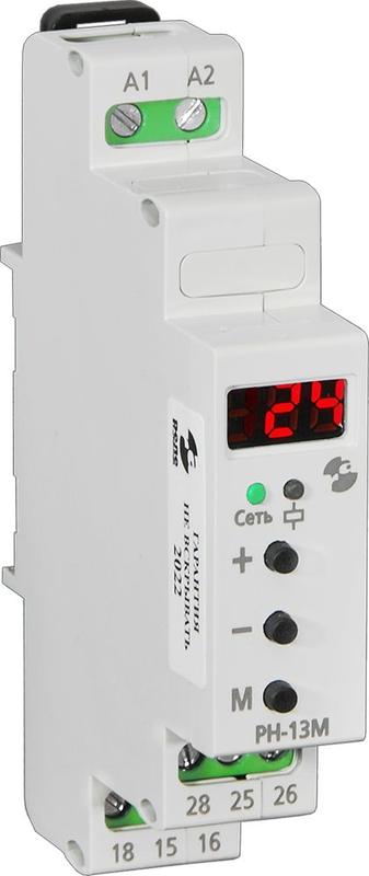Реле контроля напряжения РН-13М 10-60В пост. контроль величины напряж. в сети постоянного тока по верхнему и нижнему порогам ток контактов исполнительного реле 8А 2п УХЛ4 Реле и Автоматика A8223-34124844