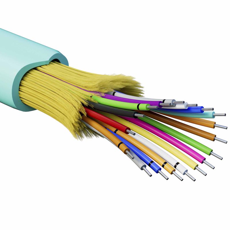 Кабель волоконно-оптический распределительный арамидные упрочняющие нити для внутренней прокладки нг(А)-HF 18 ОВ категорияOM3 (G.651.1) плотный буфер 0.4кН барабан 500м DKC RNDT3C18AQ01-E