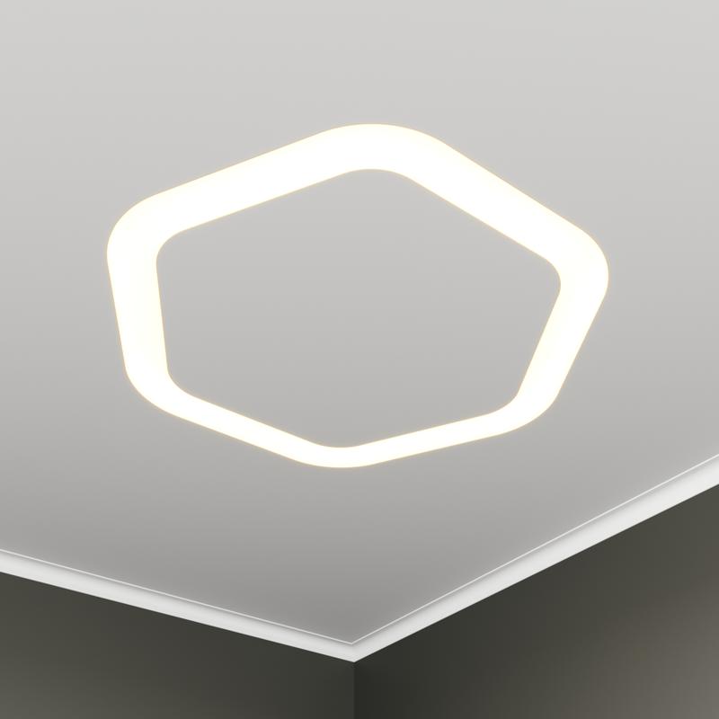 Светильник светодиодный RVE-LBX-HOLE-HEXA-SOFT-1646-VG 128Вт 4000К 1646х1517х110мм S80мм шестиугольник закругл. с отверст. встраив. под шпаклевку бел. RVElektro RVE00003471