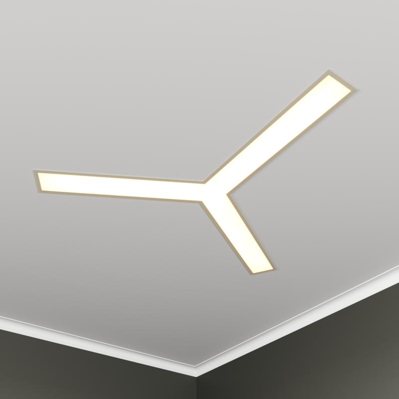 Светильник светодиодный RVE-LBX-TRINITY-1030-V 44Вт 4000К 1030х896х100мм S80мм трехлучевой крест встраив. бел. RVElektro RVE00002996