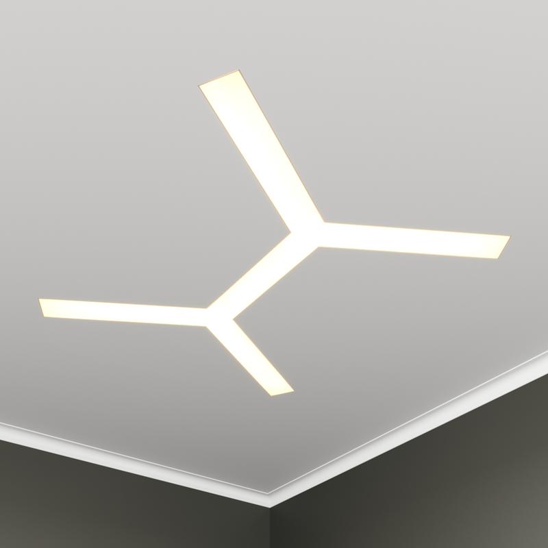 Светильник светодиодный RVE-LBX-TRINITY-2X-446-VG 30Вт 4000К 446х491х110мм S80мм трехлучевой крест 2Х встраив. под шпаклевку бел. RVElektro RVE00003546