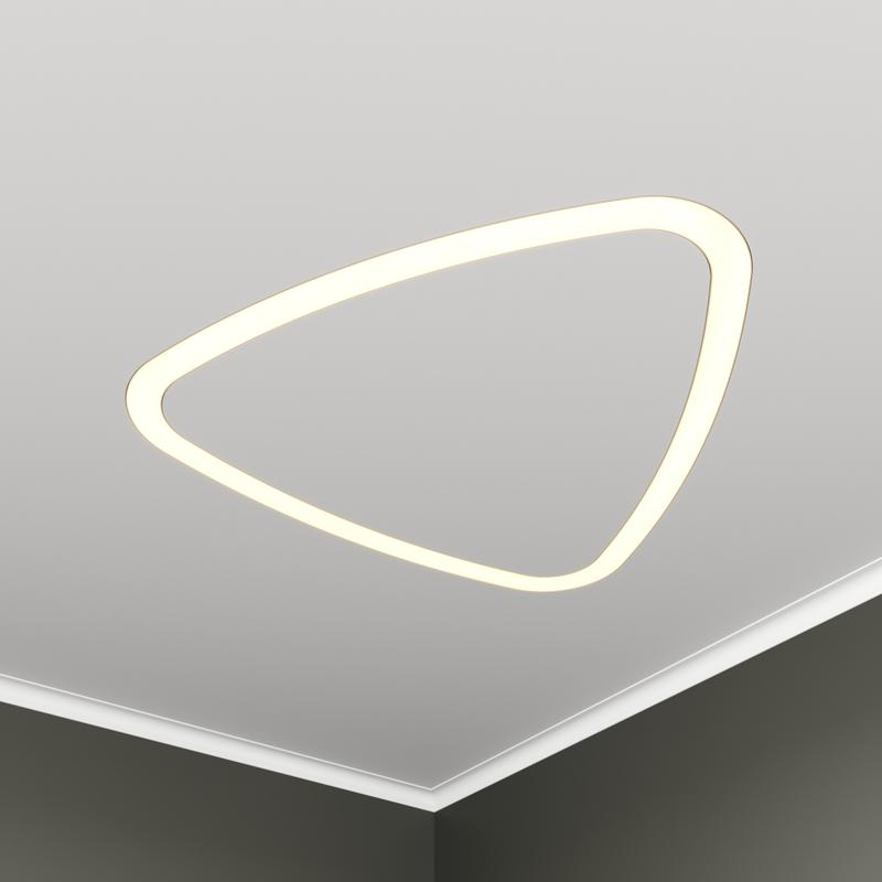 Светильник светодиодный RVE-LBX-HOLE-LITUS-446-VG 26Вт 4000К 446х426х80мм S50мм треугольник рело закругл. с отверст. встраив. под шпаклевку бел. RVElektro RVE00003620