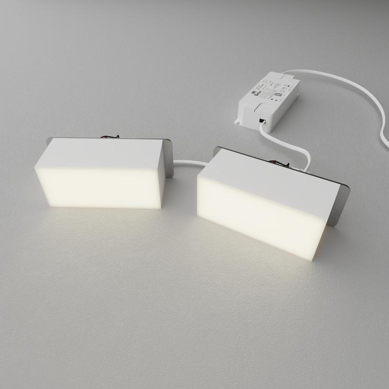 Светильник светодиодный RVE-LBX-PLAZA-5010010-2-GR прямоугольник грильято 2шт 40х90х40мм 14Вт встраиваемый 4000К бел. RVElektro RVE00003219