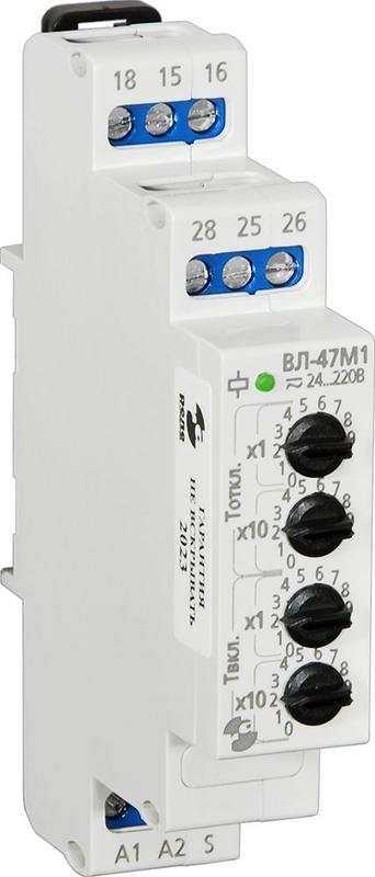 Реле времени ВЛ-47М1 УХЛ4 24-220В 50Гц/пост. 0.1с-99ч задержка на вкл. и откл. по управляющему сигналу ток контактов исполнит. реле 8А 2перекл. Реле и Автоматика A8223-34124745