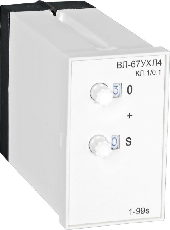 Реле времени ВЛ-67 УХЛ4 24В 0.1-9.9мин задержка на откл. ток контактов исполнит. реле 4А 1НО+1НЗ A8011-76912301