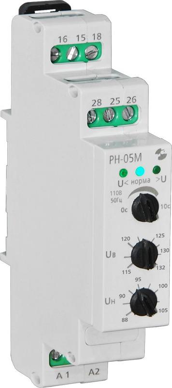 Реле контроля напряжения РН-05М 110В 50Гц возможность работы в качестве реле макс. либо мин. напряжения срабатывание с выдержкой времени 0.1-10с ток контактов исполн. реле 8А 2п УХЛ4 Реле и Автоматика A8223-34122574