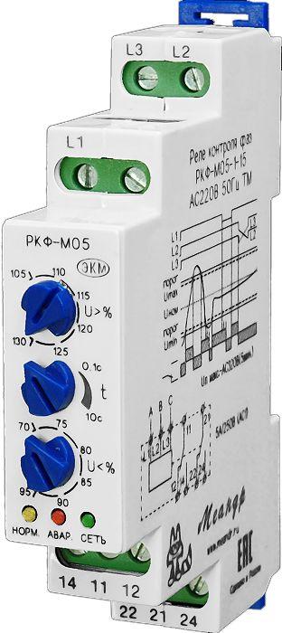 Реле контроля трехфазного линейного напряжения РКФ-М05-1-15 AC110В УХЛ4 (спец.) Меандр A8302-16934621