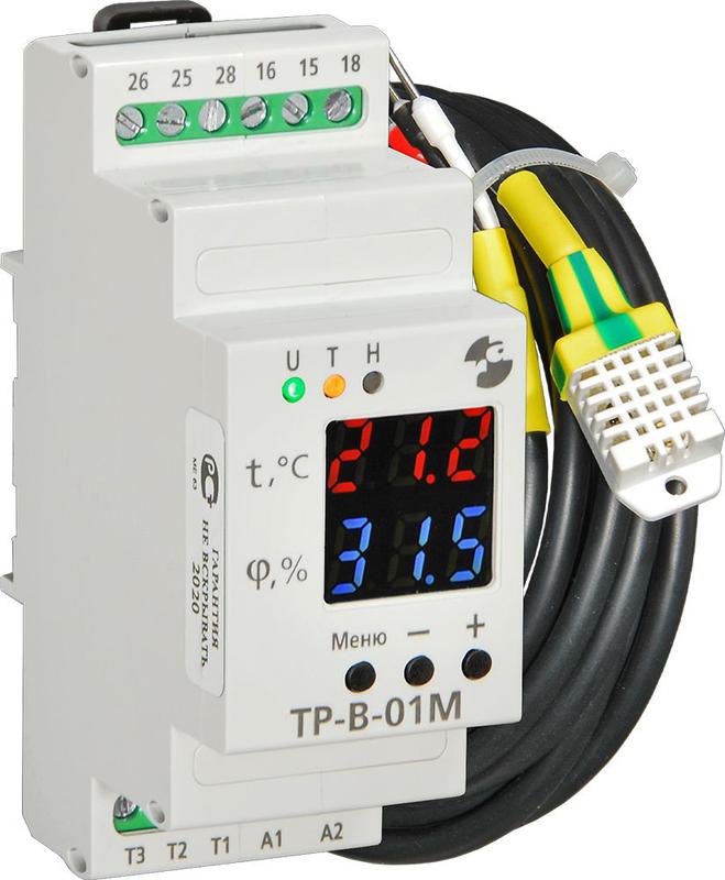 Реле температуры и влажности ТР-В-01М в компл. с датчиком ДТ-В кабель 2.5м -40...+80град.C 0...99% 220В 50Гц 2 канала управ. режимы НАГРЕВ ОХЛАЖДЕНИЕ УВЛАЖНЕНИЕ ОСУШЕНИЕ макс. коммутир. ток 8А 1п УХЛ4 Реле и Автоматика A8223-79683306