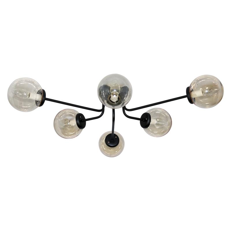 Светильник "Эва" 161 (Плафон 7590) НПБ 01-6х40-123 Е14 (ИМ) потолочный черн.муар Элетех 1005405123