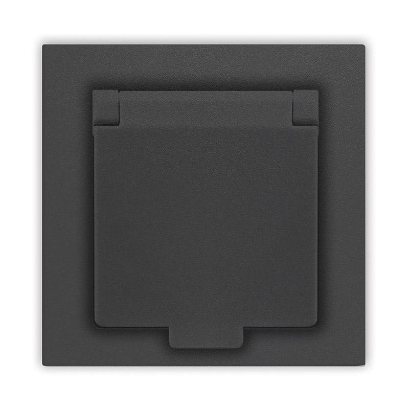 Розетка 1-м СП Афина 16А IP20 с заземл. с крышкой в сборе графит Universal A0029-Gr