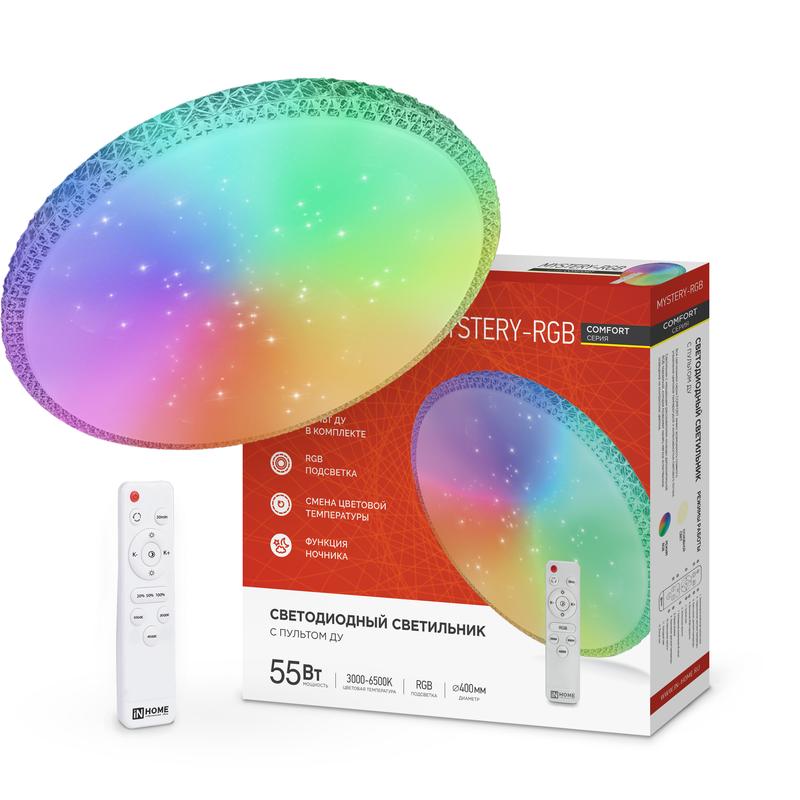 Светильник светодиодный COMFORT MYSTERY-RGB 55Вт 3000-6500К 4400лм 230В 400х70мм с пультом ДУ IN HOME 4690612044620