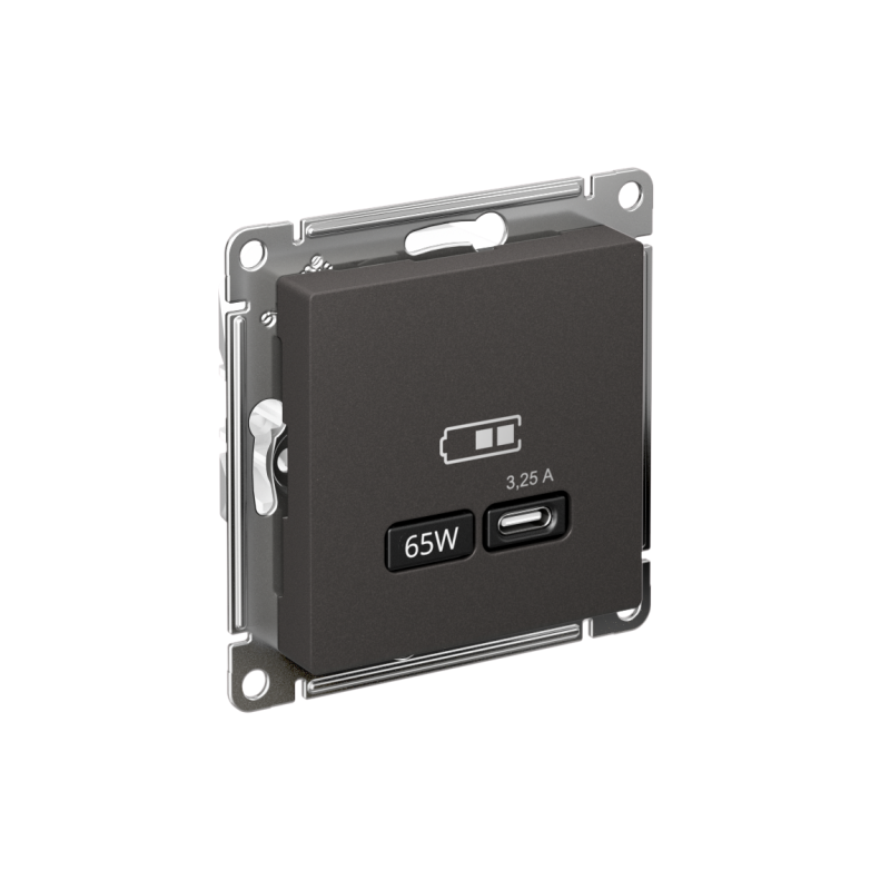 Розетка USB AtlasDesign тип C 65Вт высокоскор. ЗУ QC PD механизм базальт SE ATN001427