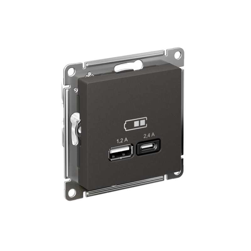 Розетка USB AtlasDesign тип A+C 5В/2.4А 2х5В/1.2А механизм базальт SE ATN001439