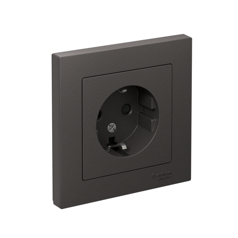 Розетка AtlasDesign с заземл. со шторками 16А в сборе базальт SE ATN001444