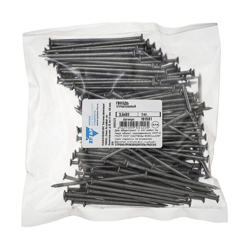Гвоздь строительный 3х80 (уп.1кг) Tech-Krep/Zitar 101581