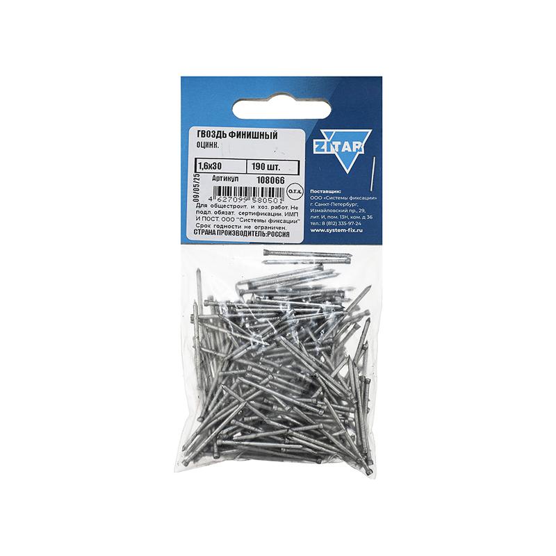 Гвоздь финишный 1.6х30 оцинк. (уп.190шт) Tech-Krep/Zitar 108066