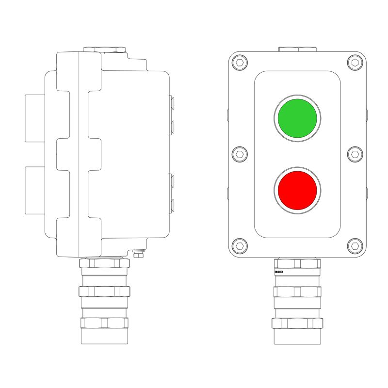 Пост управления взрывонепроницаемый из алюм. LCSD-02-B-MC-P1G(11)x1-P1R(11)x1-PCMB-KA3MHK DKC LCSD21000056