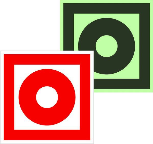 Знак F 10 "Кнопка включения установок (систем) пожарной автоматики" 200х200мм пленка самоклеящаяся с фотолюминесцентным покрытием EKF an-f-10-f-1