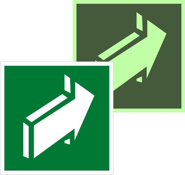 Знак эвакуационный E 18 "Открывать движением от себя" 200х200мм пленка самоклеящаяся с фотолюминесцентным покрытием EKF an-e-18-f