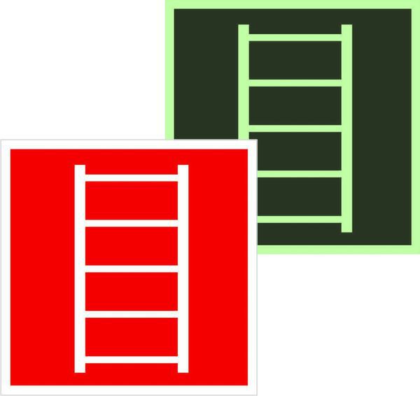 Знак F 03 "Пожарная лестница" 200х200мм пластик с покрытием фотолюминесцентным EKF pn-f-03-f