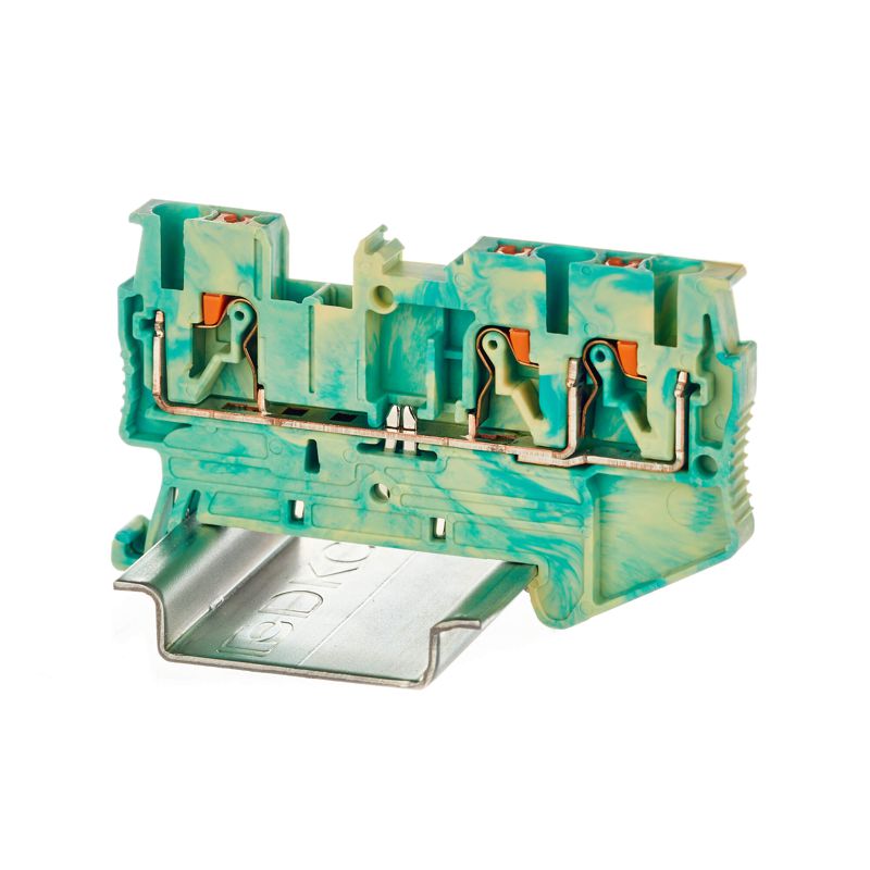 Клемма заземления зажим push-in 3 точки подключения 2.5кв.мм желт./зел. DKC VPR-2.5-TWIN-PE-YG