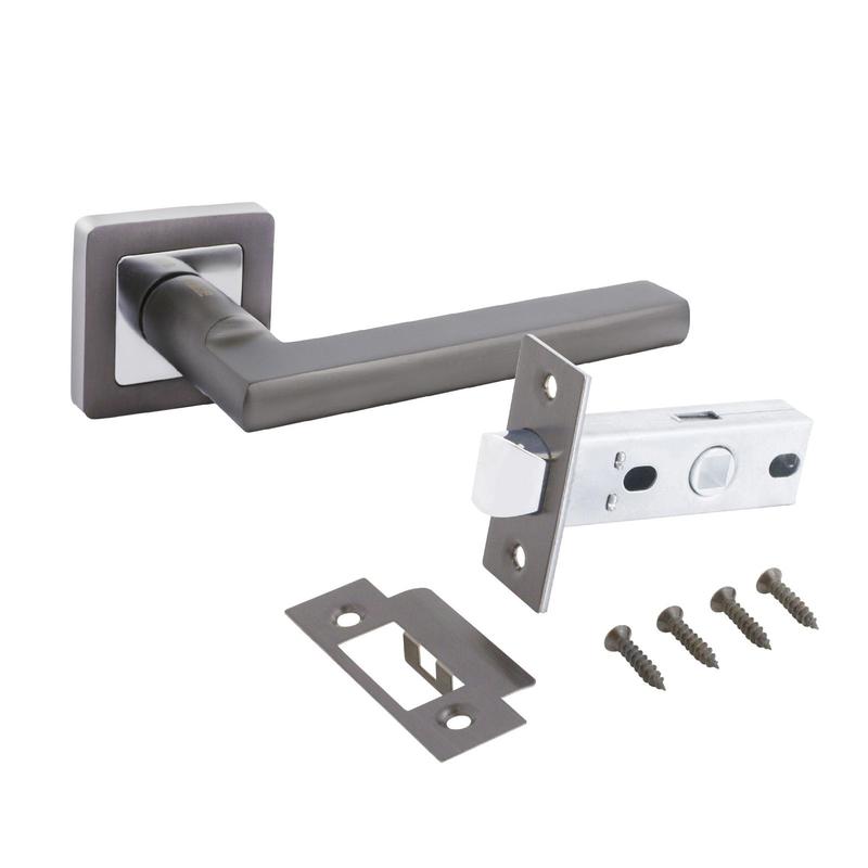 Комплект ручек и защелка АРТ "ВЕНСАН" MBN+L45-8 MBN (2640/S45) графит Аллюр 14 664