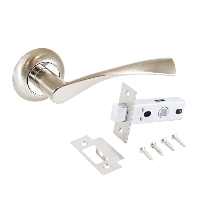 Комплект ручек и защелка АРТ "ОСКАР" SN+L45-8 SN (1380/S45) матов. никель Аллюр 14 676