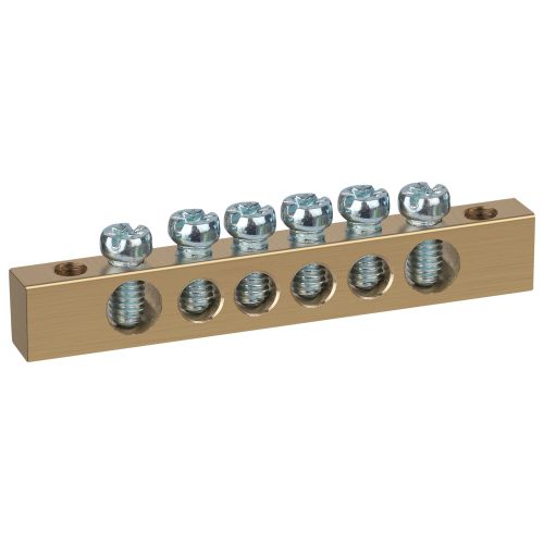 Шина NO-122-02 PEN земля-ноль 6х9мм 6/2 латунная с креплениями по краям Эра Б0047216