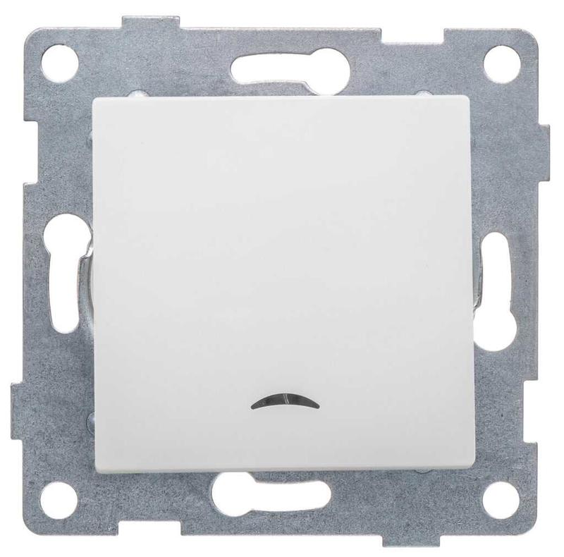 Выключатель 1-кл. СП Ugra 10А 250В с индикацией механизм матов. бел. С11В18-041