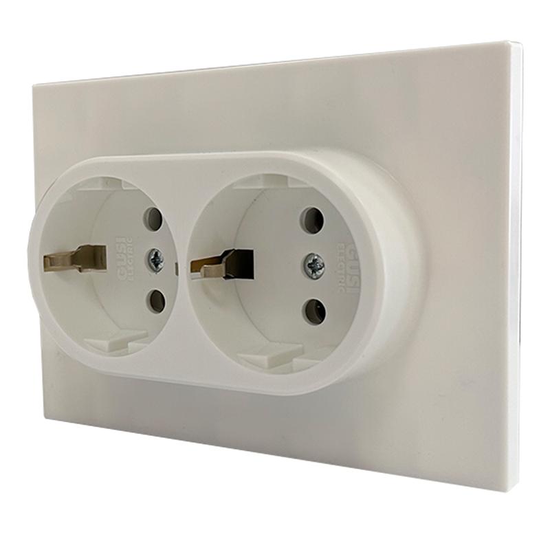 Механизм розетки 2-местн. с/з с з/ш СП Ugra 16А 250В бел. матов. GUSI С11Р6-041