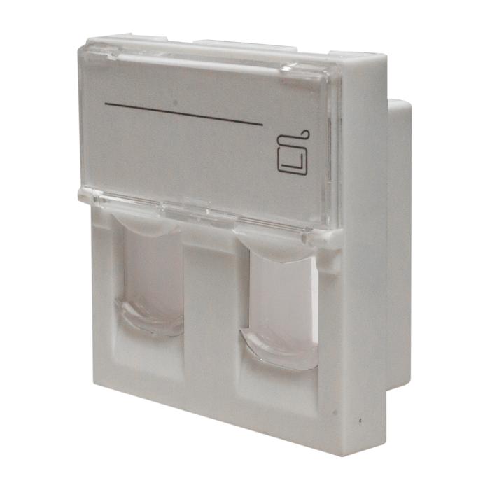 Панель лицевая 2 порта 45х45 Keystone шторки откидное маркировочное окно SUPRLAN 10-0302