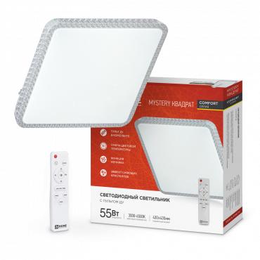Светильник светодиодный COMFORT MYSTERY КВАДРАТ 55Вт 3000-6500К 4400лм 230В 430х65мм с пультом ДУ IN HOME 4690612041865