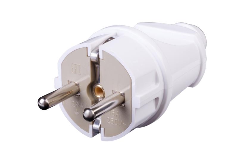 Вилка ABS-пластик прямая с/з 16А 250В IP20 бел. Duwi 30465 4