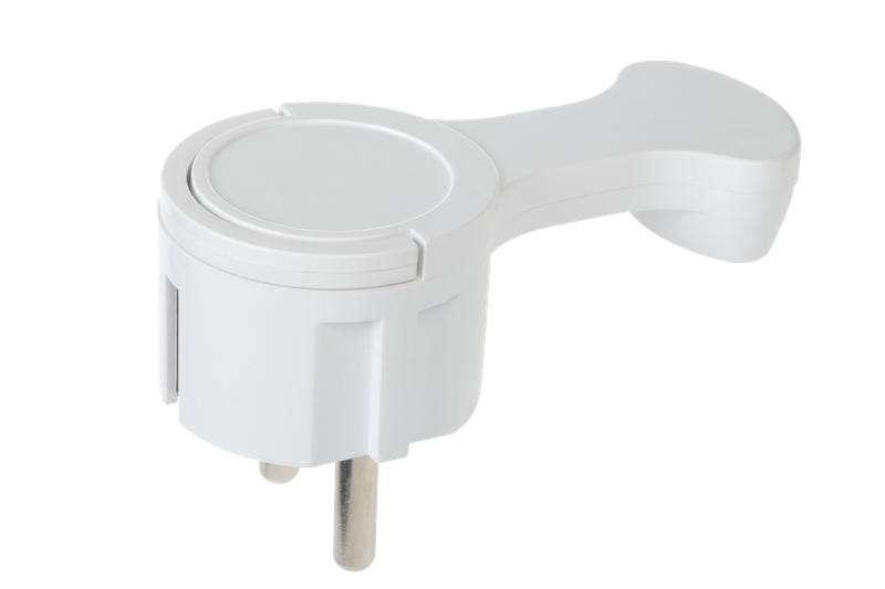 Вилка ABS-пластик угловая плоская (8мм) 16А 250В IP20 бел. Duwi 30476 0