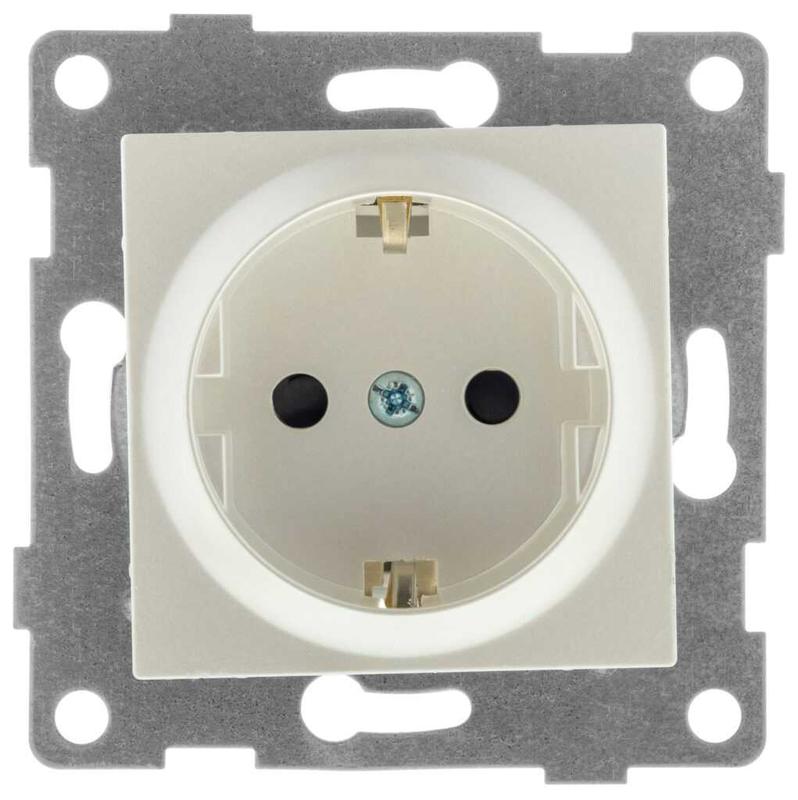 Механизм розетки 1-местн. с/з СП Ugra 16А IP20 250В жемчуж. GUSI С11Р3-028